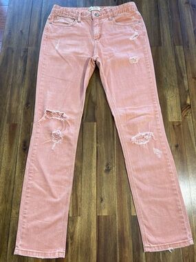 Free People Blush Pink Distressed Straight leg Jeans